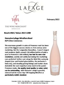 Art The Wine Merchant Miraflors Rosé February 2022