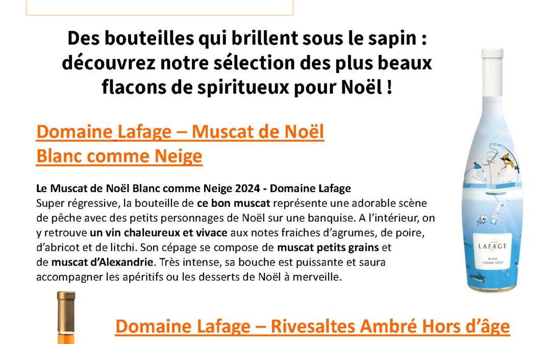 Décembre 2024 : Ambré hors d’âge et Muscat de Noël Blanc comme Neige